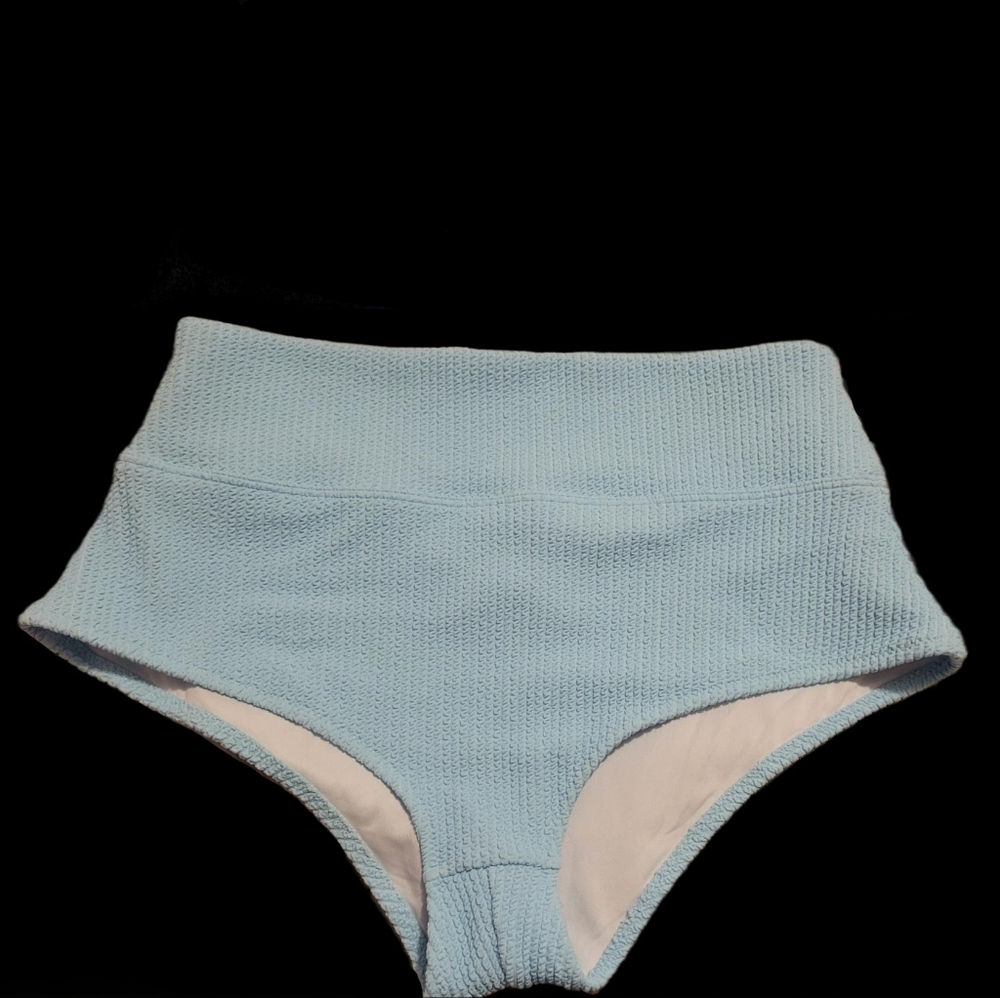 VS Pink Ribbed Medium Light Blue Swim Bottoms
